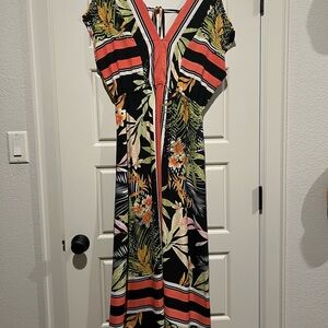 Pink Martini Black and Pink Flutter Sleeve Maxi Sundress - NWT